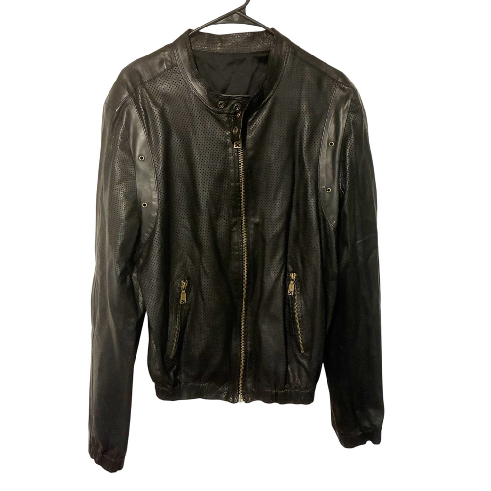 Vintage Richmond Men’s Black Lambskin Leather Made in Italy Jacket Size 54